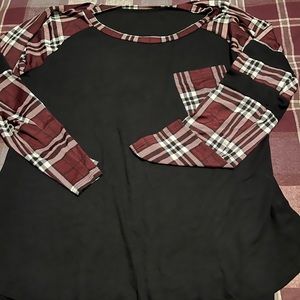 Chic Soul LS Plaid Shirt Plus Size 2X